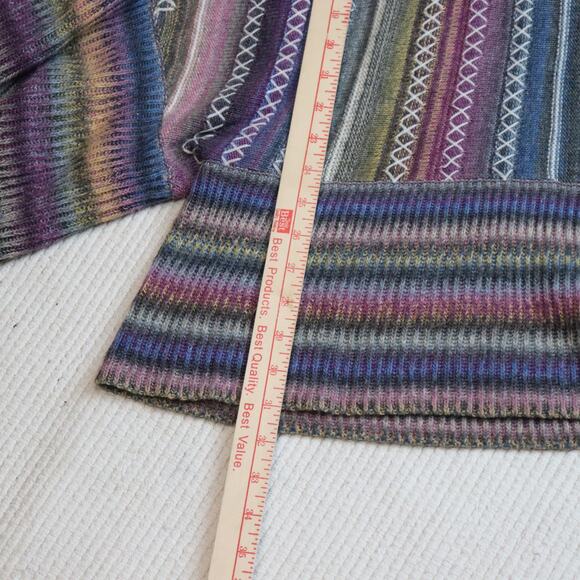 Paris Hues Multicolor Knit Poncho Sweater Women’s Size M Cowl Neck Boho Stripe - Picture 4 of 7